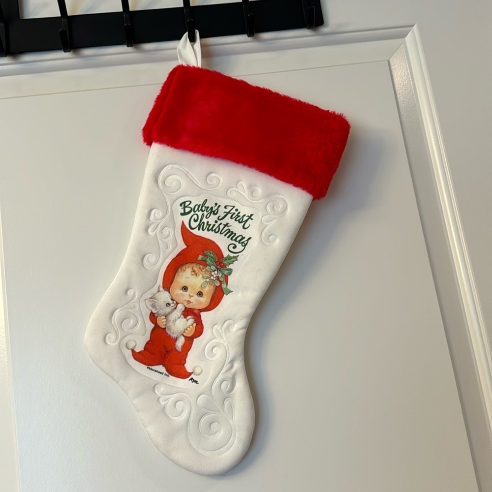 Vintage Christmas Stocking Baby's First Christmas